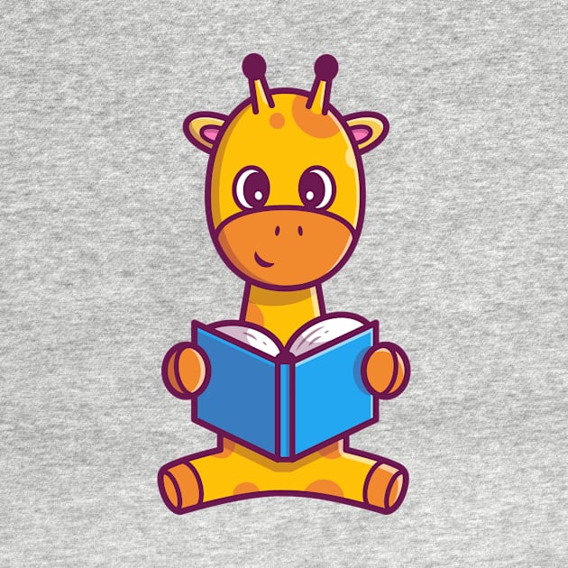 Cute Giraffe Reading Book Cartoon by Catalyst Labs